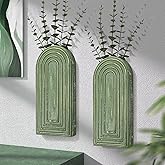 EOSAHR Pine Wood Wall Vases Set of 2 – Decorative Hanging Vases for Indoor Plants, Eucalyptus & Artificial Flowers – Best Boho Chic Decor Wall Art for Bathroom, Bedroom & Living Room (Green)