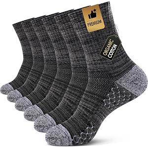 IRAMY Compression Socks for Men Cushion Crew Socks Breathable Moisture Wicking Running Hiking Socks 3/5 Pairs