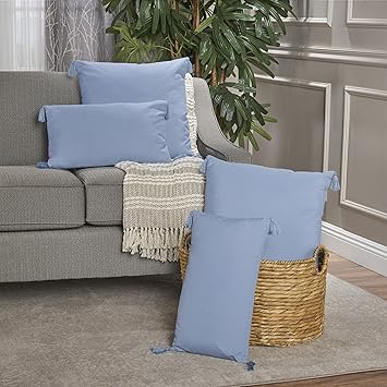 Amazon Com Christopher Knight Home Nolan Light Blue Fabric Tassel