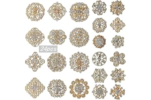 HAFILO lot 24PCS Wedding Bouquet brooches Kit shiny rhinestone crystal brooch pin set for women girl fashion DIY Decorate art Bridal brooches suit