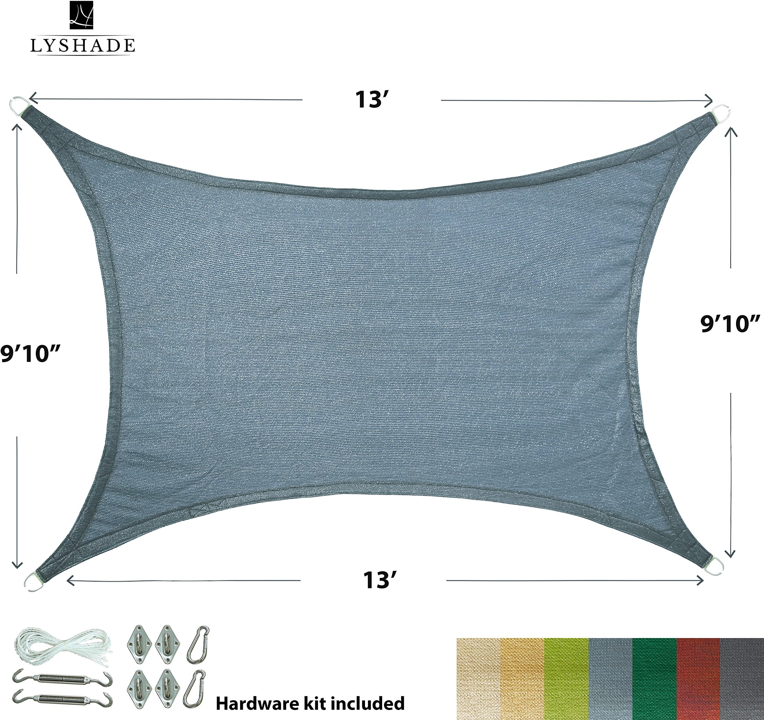 LyShade 19'8 x 13' Rectangle Sun Shade Sail Canopy with Stainless Steel Hardware Kit (Cadet Blue) - UV Block for Patio and Outdoor