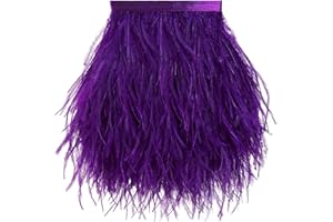 Soarer Purple Feathers Fringe Trim - 2Yards 5-7inch Ostrich Feathers Ribbons for DIY Sewing Clothing,Jewelry,Latin Dress,Carnival,Home Party(Purple)