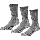 FUN TOES Boot Socks for Men, 3 Pairs Durable Thermal Insulated 80% Merino Wool Warm Hiking for Winter, Indoor or Outdoor