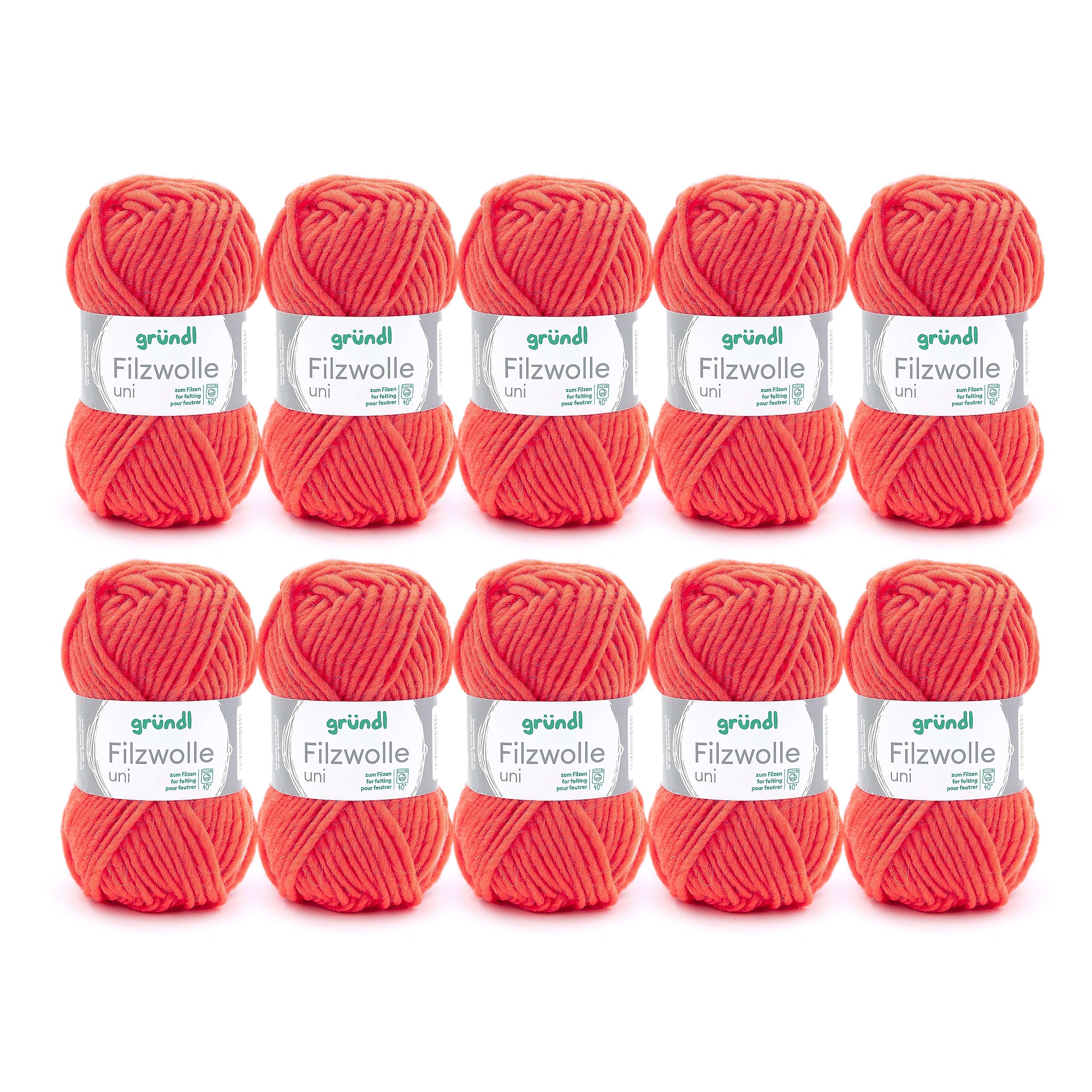 Gründl Wool Uni, package: 10 balls à 50 g, wool, Orange, 31 x 32 x 7.5 cm