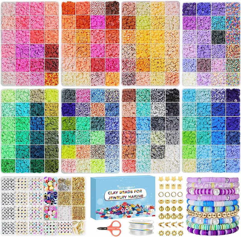 Fournine 31000Pcs Clay Beads Kit 192 Colours Bead Jewelry Making Kids