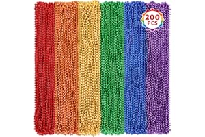 Huskein 200 PCS Pride Bead Necklace, 33" Rainbow LGBT Party Supplies, Colorful Pride Beads 6 Colors Pride Parade Decorations LGBTQ Accessories Gay Lesbian Party Supplies Pride Month Stuff