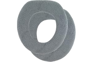 Warm-n-Comfy Soft Toilet Seat Cover - Plush & Thick Fabric Toilet Seat Warmer for Round & Elongated 14x18 Toilet Seats - Reusable, Machine-Washable, Easy-Install - Gift-Rady Packaging - Frost Gray