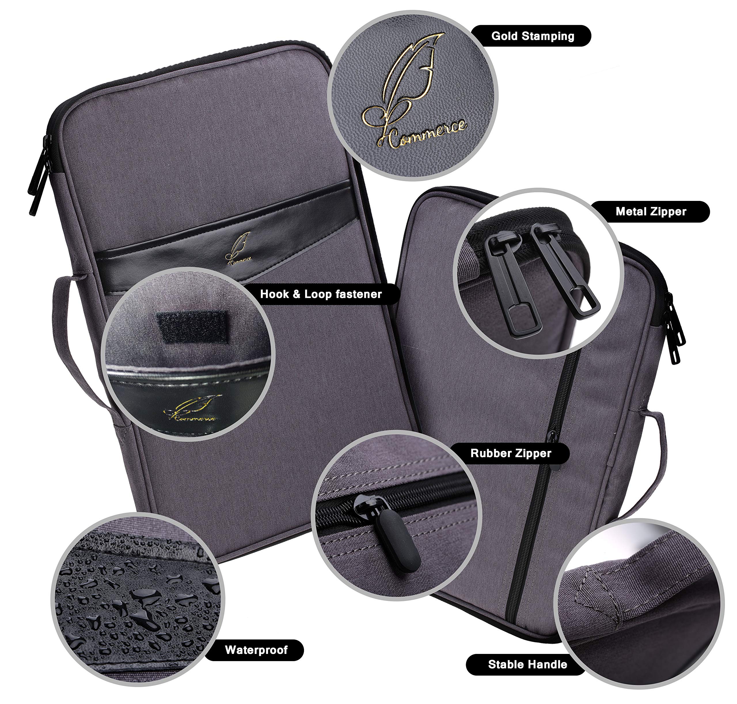 Lazyaunti Commercial Document Portfolio Padfolio Folders Organzier Binder Multi Function Waterproof Travel Pouch Zipper Case for Laptop, Ipad, Kindle, Notebook, Pen (Dark Grey)