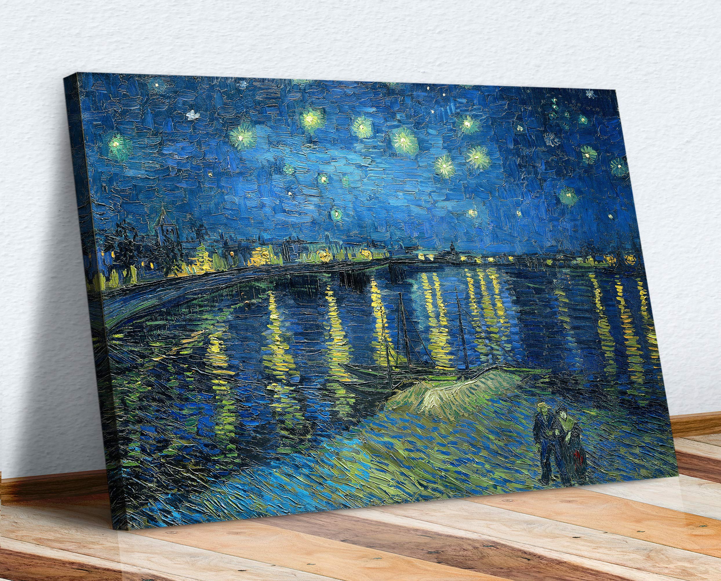 VAN GOGH CANVAS WALL ART PRINT ARTWORK PICTURE STARRY NIGHT OVER THE RHONE (8in x 12in / 20cm x 30cm)