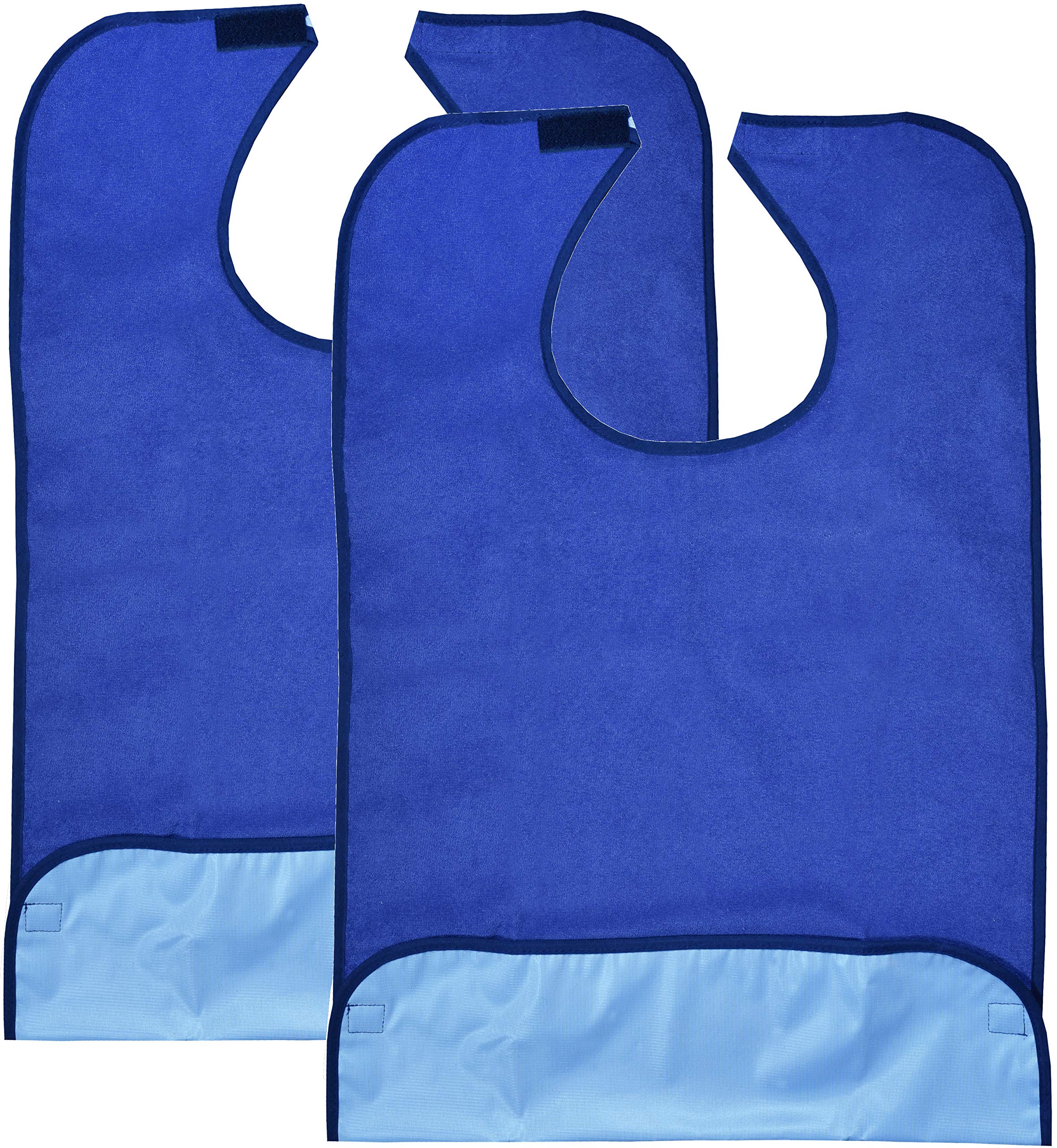 Celley 2 Pack Adult Bibs - Reusable and Washable Cotton Terry Cloth Aprons for Elderly, Seniors and Disabled
