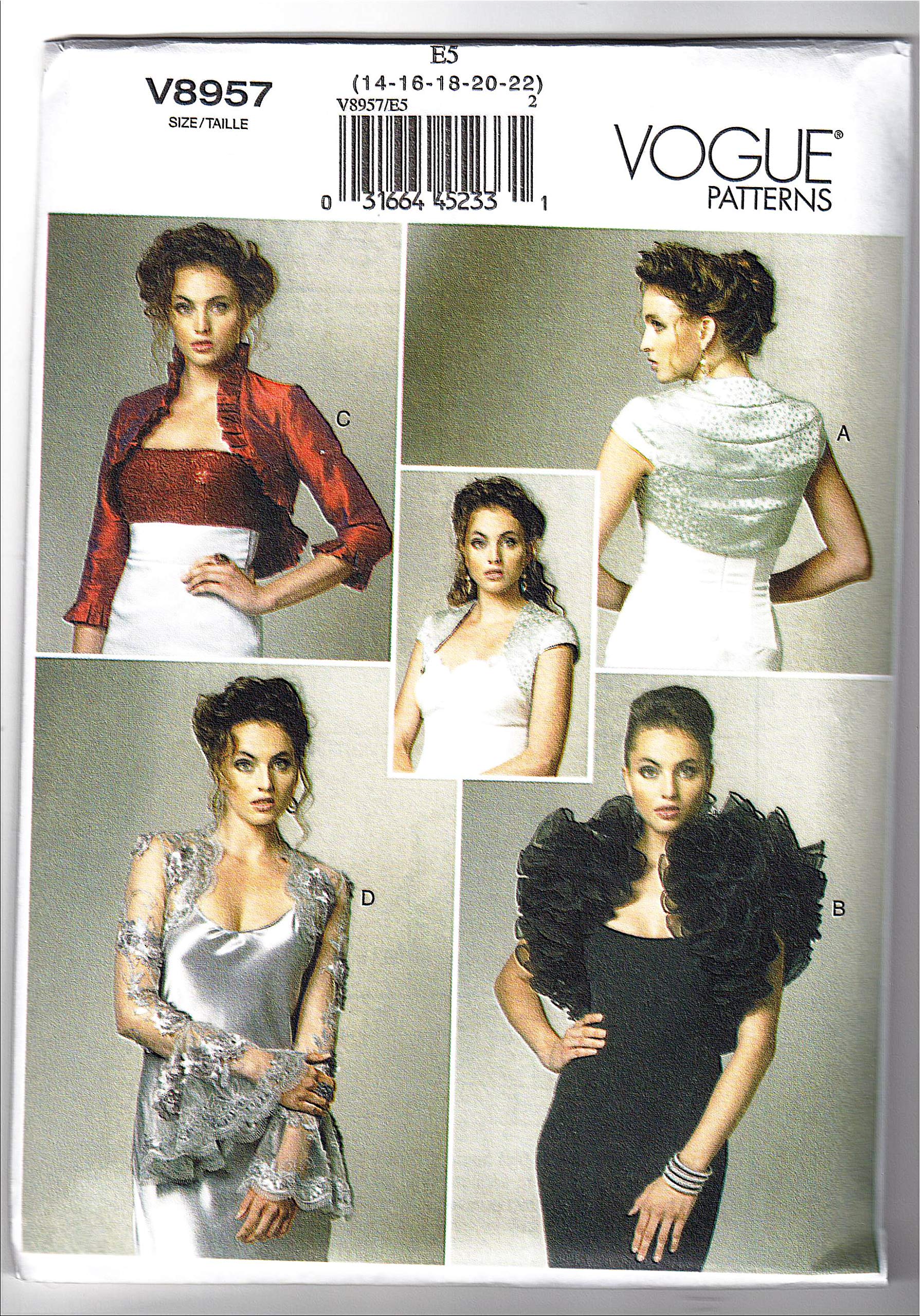 Vogue Patterns Vogue Sewing Patterns VGE 8957 E5 (14-16-18-20-22), Multi-Colour