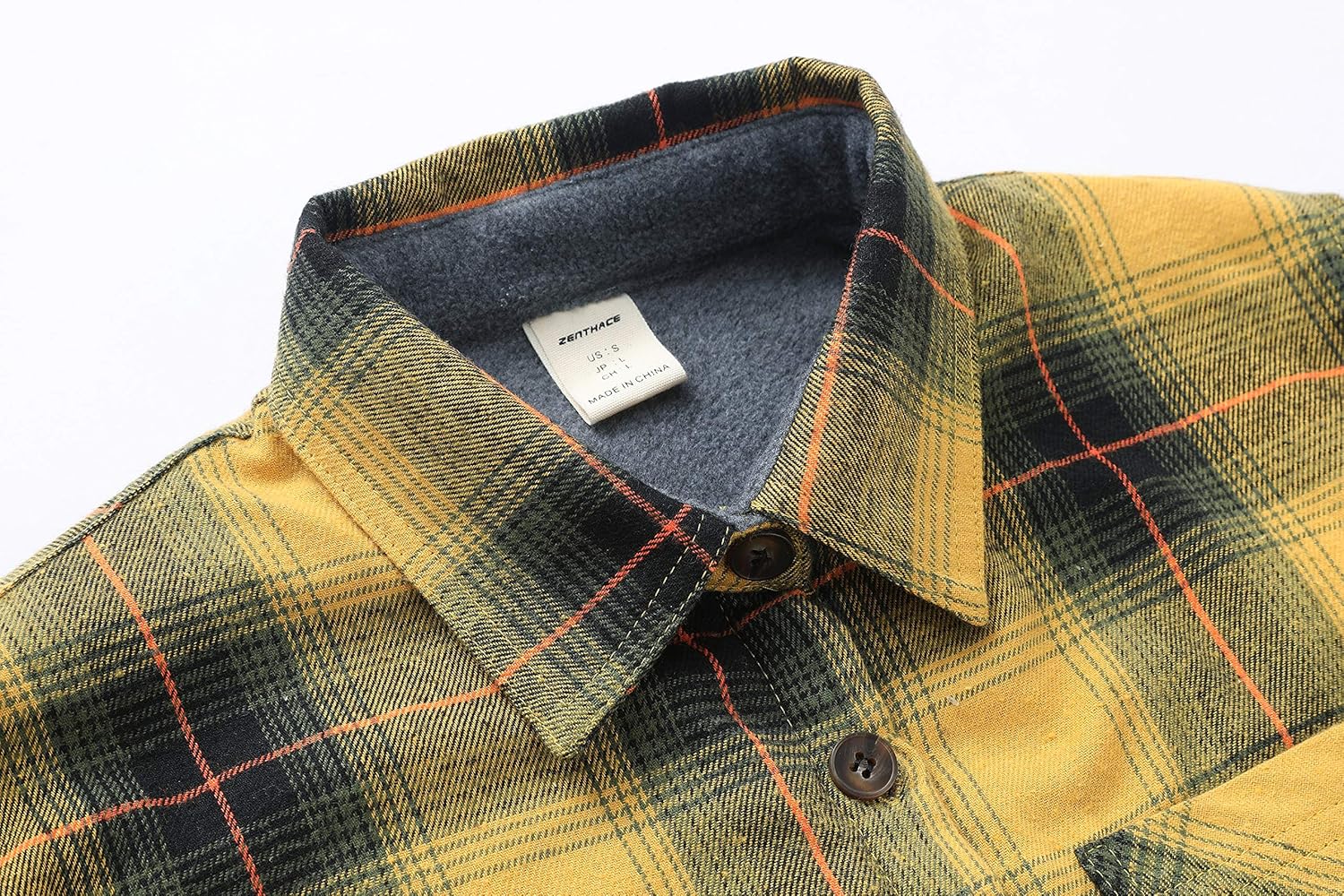 ZENTHACE Women's Thermal Fleece Lined Plaid Button Down Flannel Shirt Jacket at  Women’s Clothing store