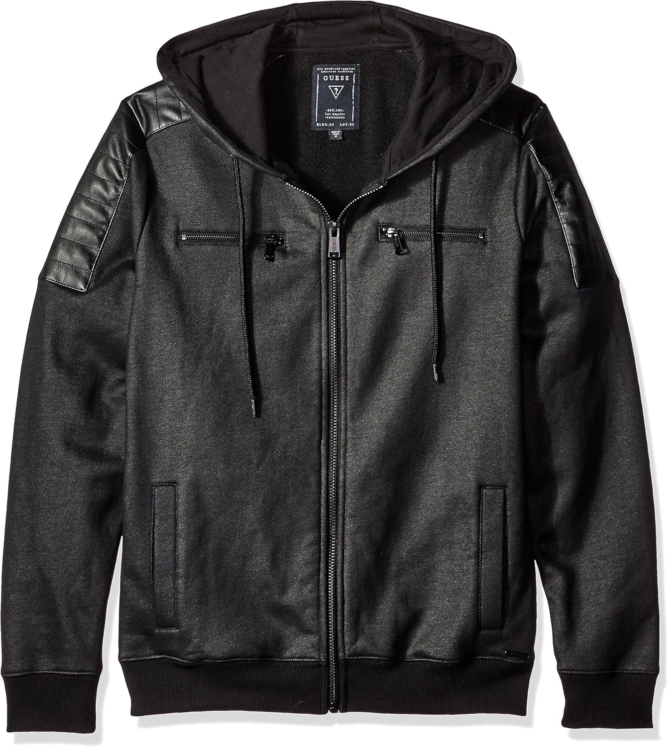 Sudadera Con Capucha Guess Liam Zip-up Hombre Negras En Sudadera