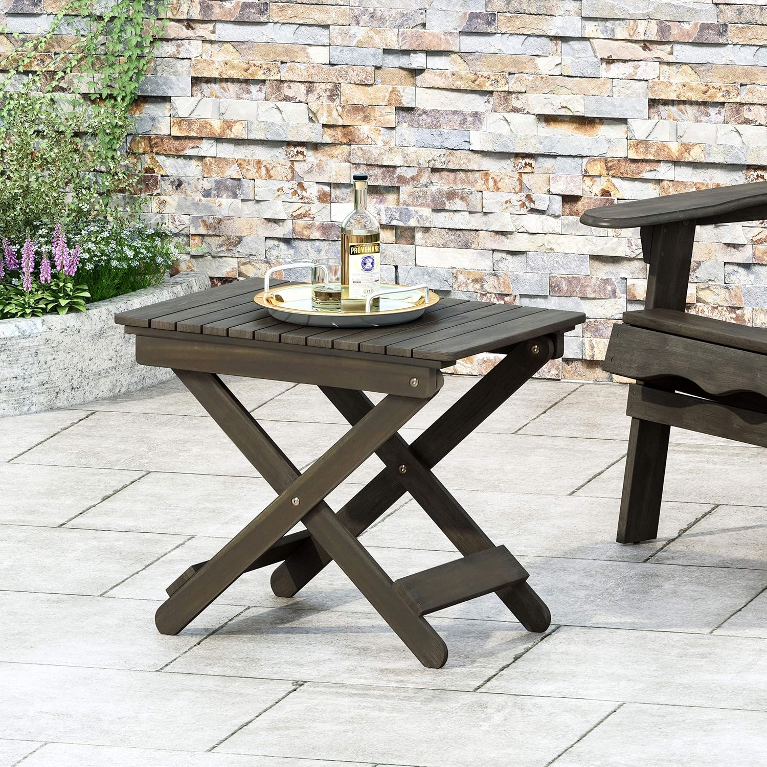 Christopher Knight Home 312839 Clementine Outdoor Folding Side Table, Gray : Garden & Outdoor
