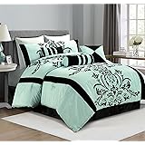 Amazon.com: Flocking Floral Comforter Set+Euro Shams Queen