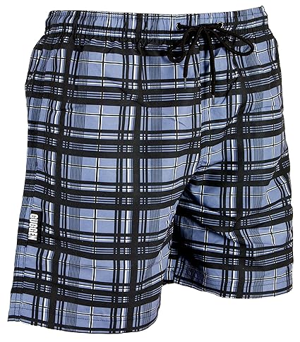 GUGGEN Mountain Herren Badeshorts Beachshorts Boardshorts Badehose Schwimmhose Männer grau kariert Print*