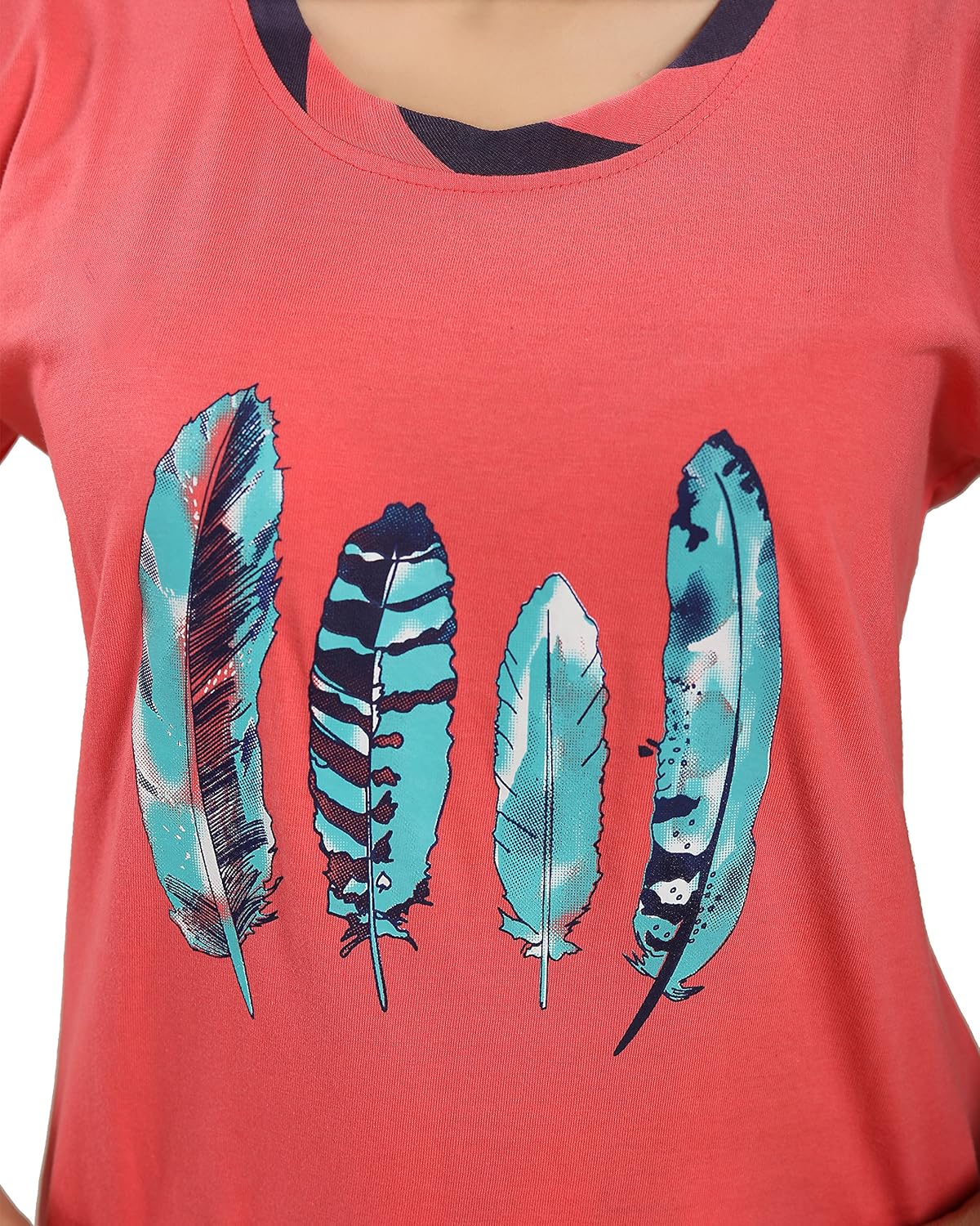 seemee dark orange and black polyester cotton capri and top night set