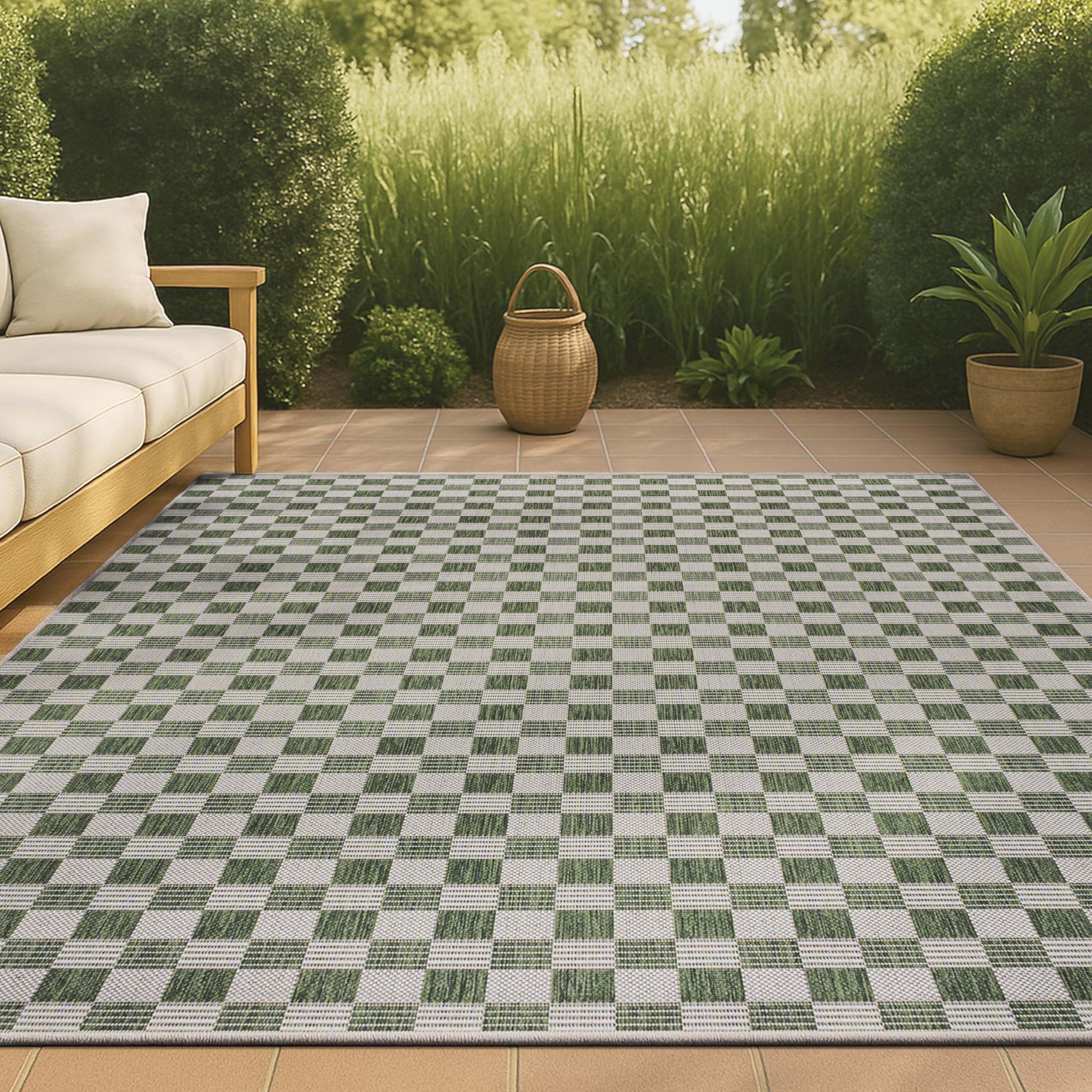 Photo 1 of ***SIMILAR ITEM***JONATHAN Y Cottage Checkerboard Indoor Outdoor Area Rug 8X10 Green/Cream, Aimee Traditional for Backyard, Patio, Porch, Easy-Cleaning, High Traffic, Pet-Friendly, Non-Shedding (TSN204D-8)