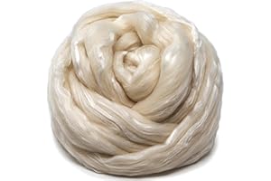 Living Dreams Yarn Merino and Rayon Derived from Bamboo Fiber Blend. Super Soft Combed Top Roving for Hand Spinning, Needle Felting, Wet Felting, soap Making and Dryer Balls. Natural White