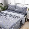 Brandream Kids Bedding Sets Full Size Astronaut Space Galaxy Boys Bed Sheet Set Deep Pockets Grey Bed Sheets Pillow Cases Set 100% Cotton 4-Piece