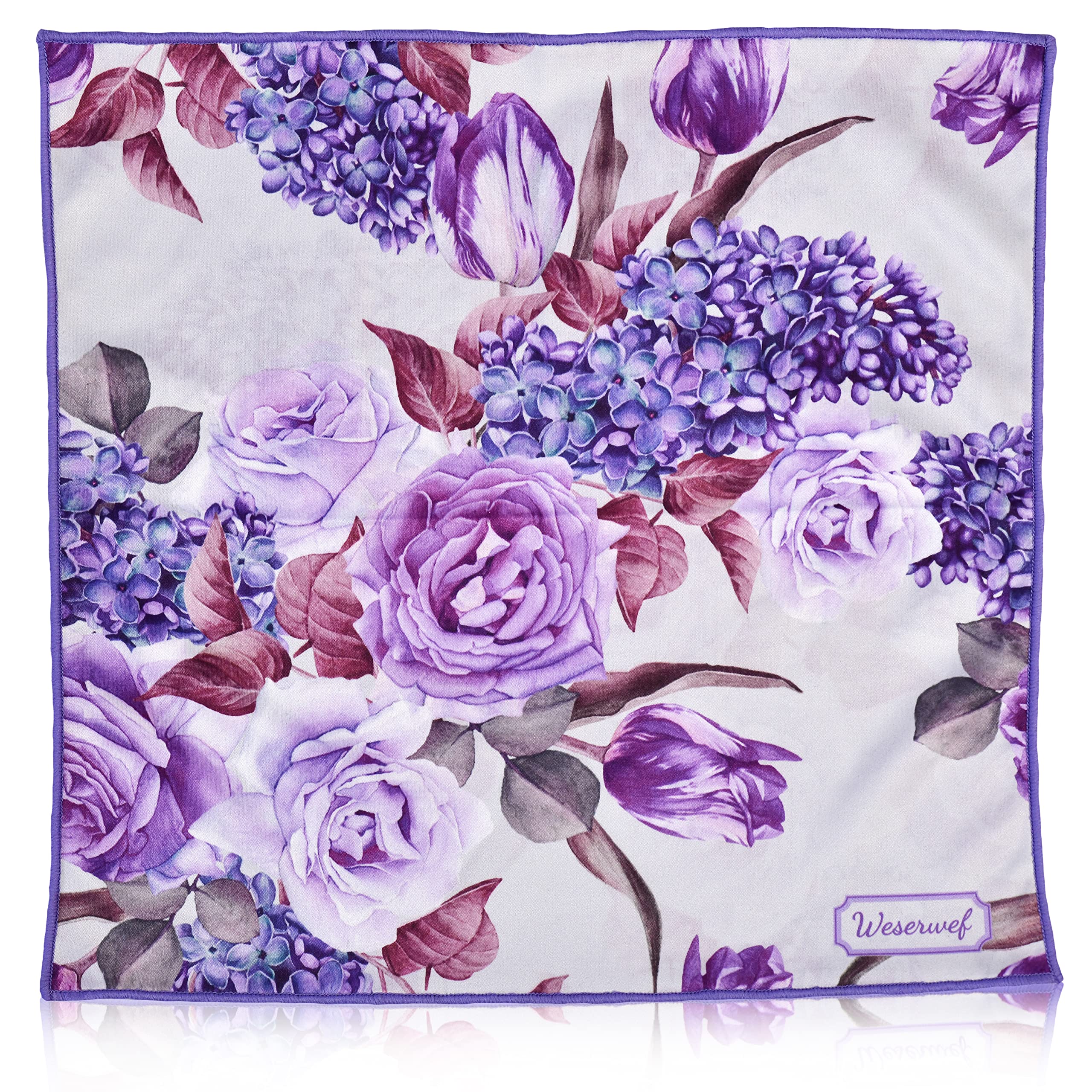 WESERWEF Design Microfiber Glasses Cleaning Cloth, Premium Cleaning Cloths for Spectacles, Lens, Screens, Tablets, Eyeglasses, 12" x 12", Ultra-Soft & Scratch-Free (rose and lilac)