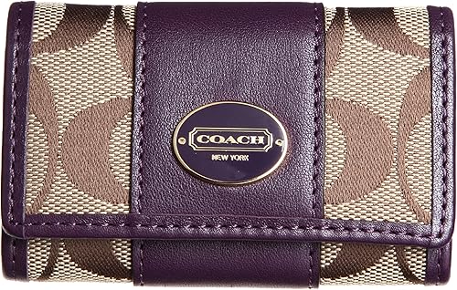 Amazon コーチ Coach 公式 レガシー シグネチャー ファブリック シックス リング キー ケース B4bvr B4bvr ブラス カーキ ブラック バイオレット キーケース