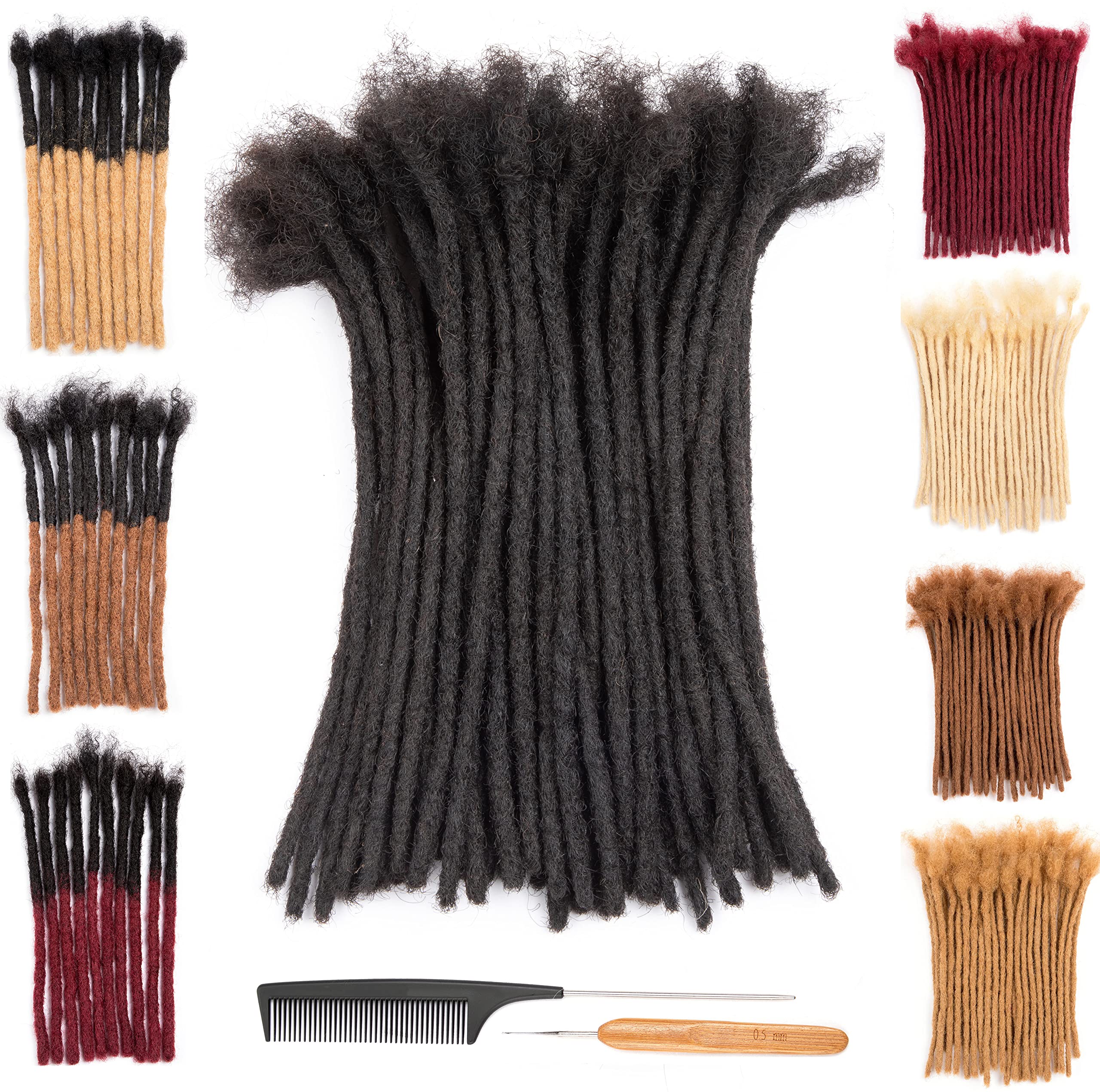 Photo 1 of DAIXI 0.4cm and 0.6 0.8cm Thickness 8-18 Inch 60 Strands 100% Real Human Hair Dreadlock Extensions for Man/Women Full Head Handmade Permanent loc Extensions Bundles Can Be Dyed Bleached Curled Twisted