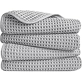 POLYTE 430 GSM Microfiber Lint Free Hand Towel, 16 x 30 in, 4 Pack (Waffle Weave)