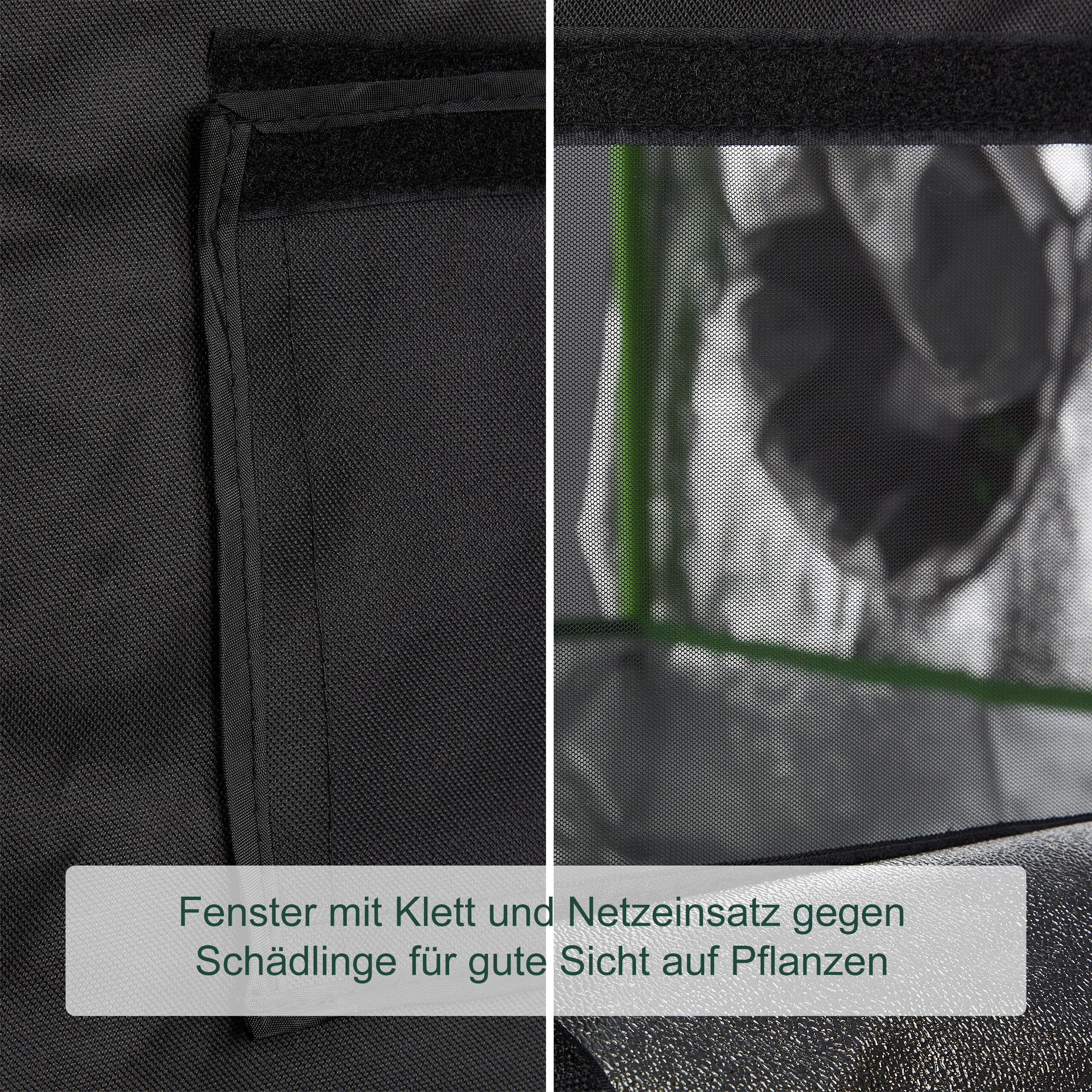 Relaxdays Growzelt, HxBxT: 180x80x80 cm, reflektierende Innenfolie, lichtundurchlässig, indoor Zuchtzelt, schwarz/grün 6