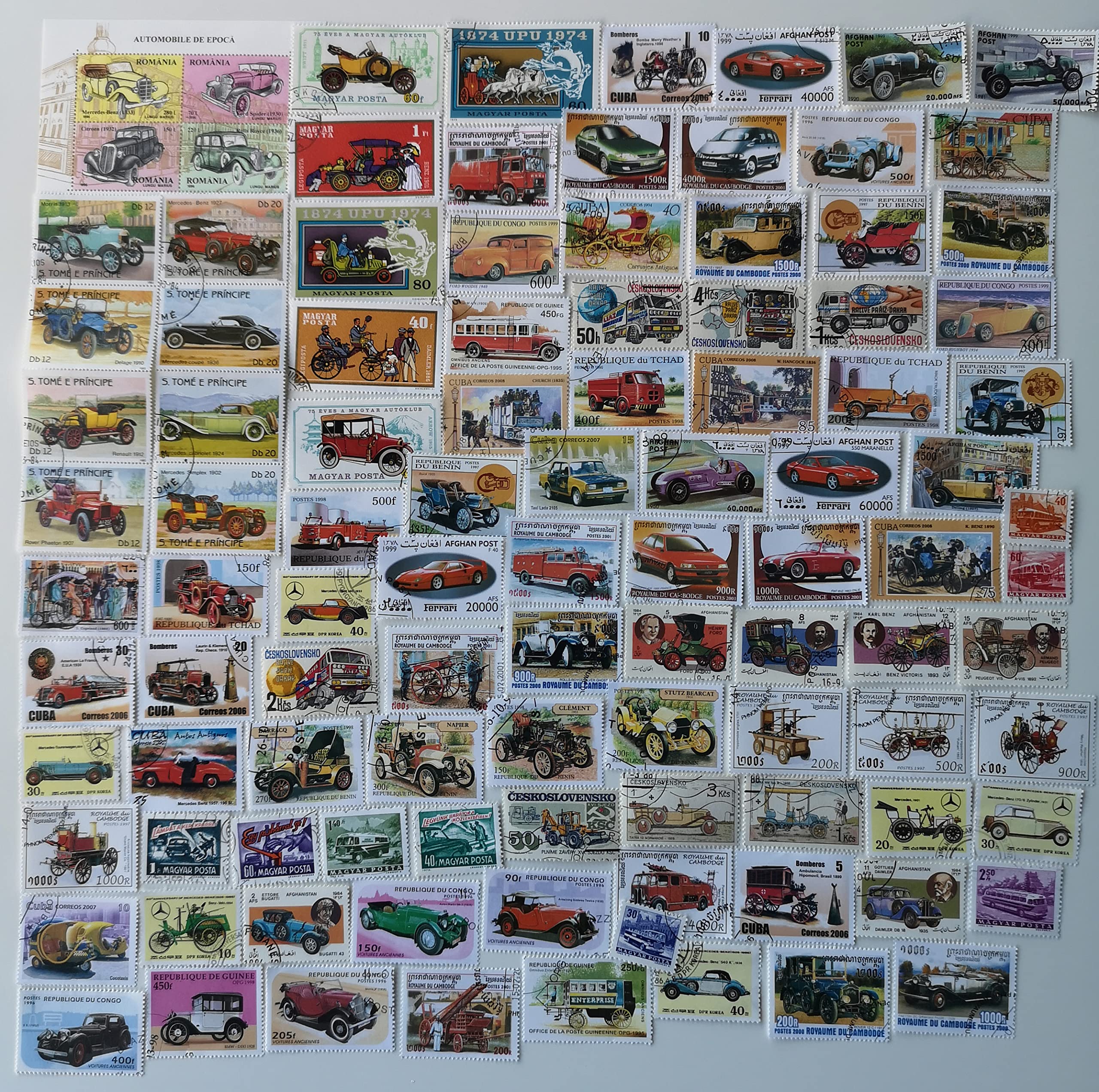 100 Different Cars/Automobiles/Vehicles Stamps Collection (Stamps for Collector)