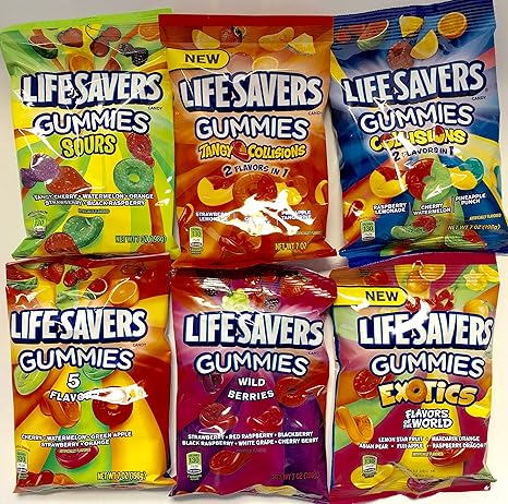 Lifesavers Gummies Peg Bags Bundle Of 6 Great Varieties Amazon Com Grocery Gourmet Food