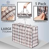 DECO EXPRESS 75L Laundry Bags with Zip & Handles 60x50x25 cm Pack of 5 view 5