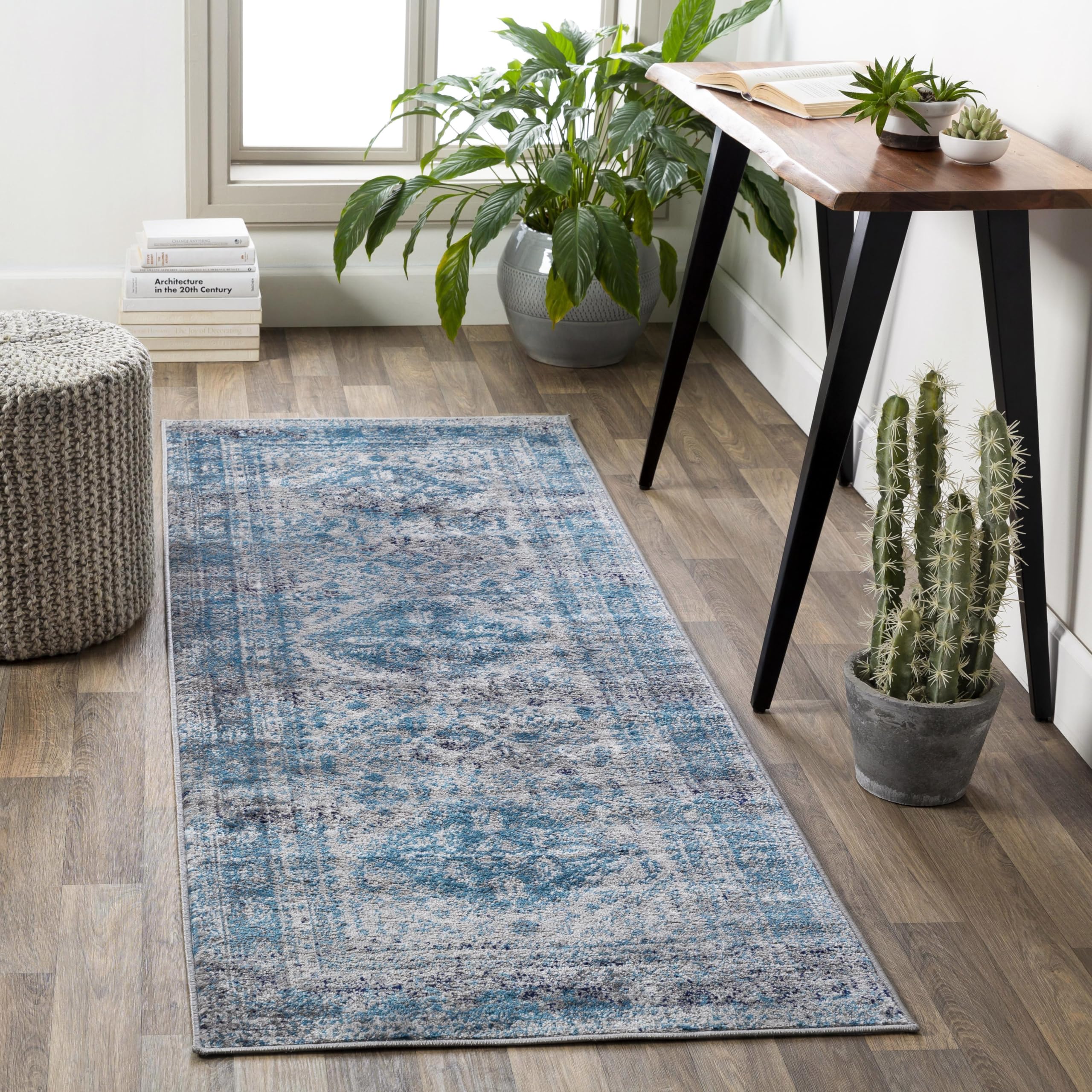 Livabliss Desta Vintage Oriental Runner Area Rug,2'7" x 14',Blue/Grey Image