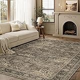 WondRg 5x7 Washable Brown Vintage Area Rug for