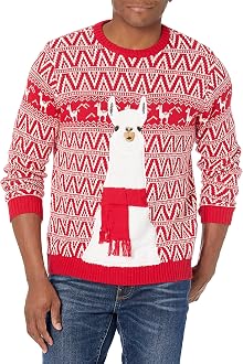 Blizzard Bay Men's Ugly Christmas Sweater Llama, Red, Large