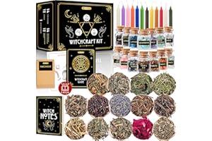 WYSPELL Witchcraft Supplies Kit for Witch Altar 54PCS - Spell Candles for Witches - Crystals Spell Jars for Witches - Herbs for Spells - Beginner Witch Kit Box - Witchcraft Kit - Witch Starter Kit
