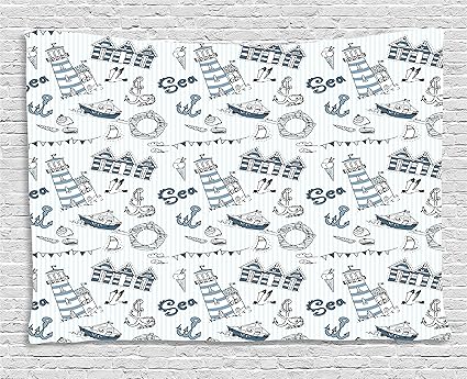 Amazon Com Lunarable Doodle Tapestry Nautical Elements