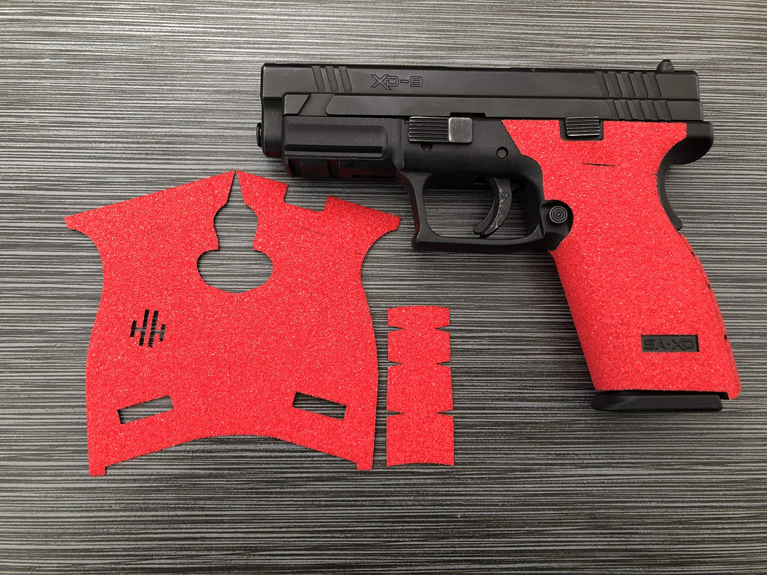 HANDLEITGRIPSGun Grip Tape Compatible with Springfield XD 9/40 - Red Sandpaper Pistol Grip Tape, Easy Installation, Gun Parts & Accessories, Veteran Owned, Made in USA