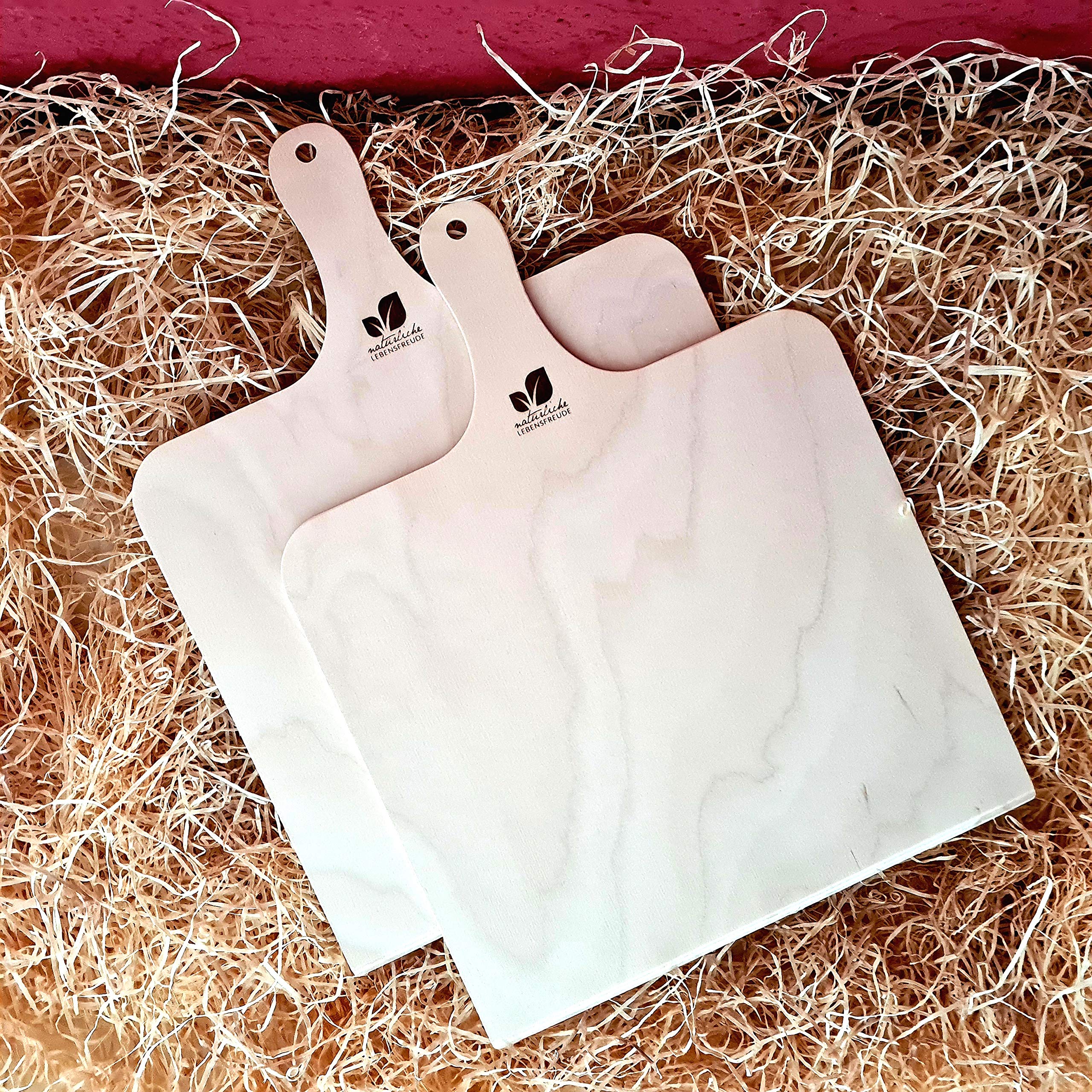 Natürliche Lebensfreude Set of 2 birch wood pizza shovels, diameter 30 cm, 100% made in Germany, bread slider, bread shovel, pizza shovel, also for tarte flambée