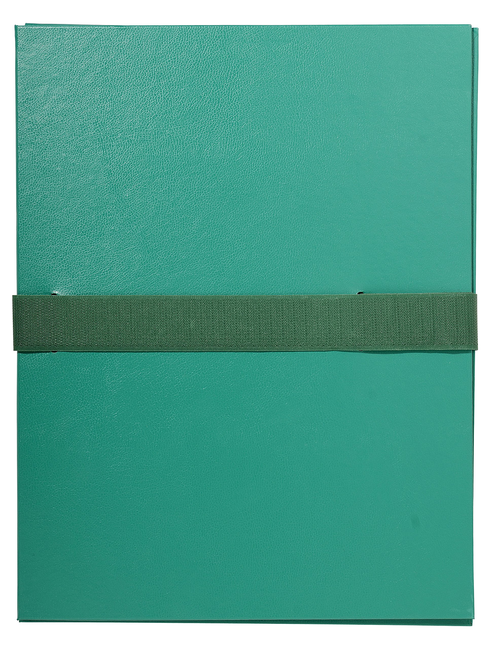 Exacompta - Ref 623E - Balacron Expanding Spine Folder - 240 x 320mm in Size, Suitable for Holding A4 Documents, Hook & Loop Strap Closure, Durable - Green