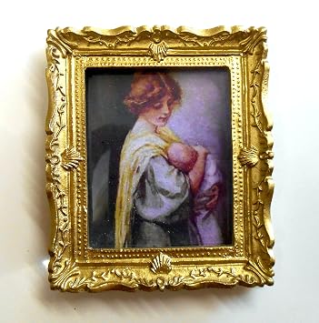 Maison de Poupée Accessoires en miniature 1:12 Tableau Mère et Bébé
