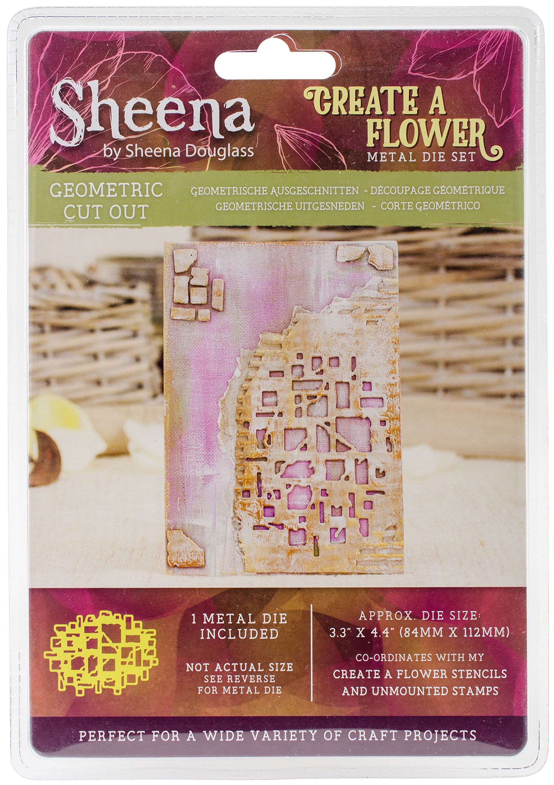 Sheena Douglass Create a Flower Die-Geometric Cut Out, Metal, Silver, 13.8 x 19.4 x 0.5 cm