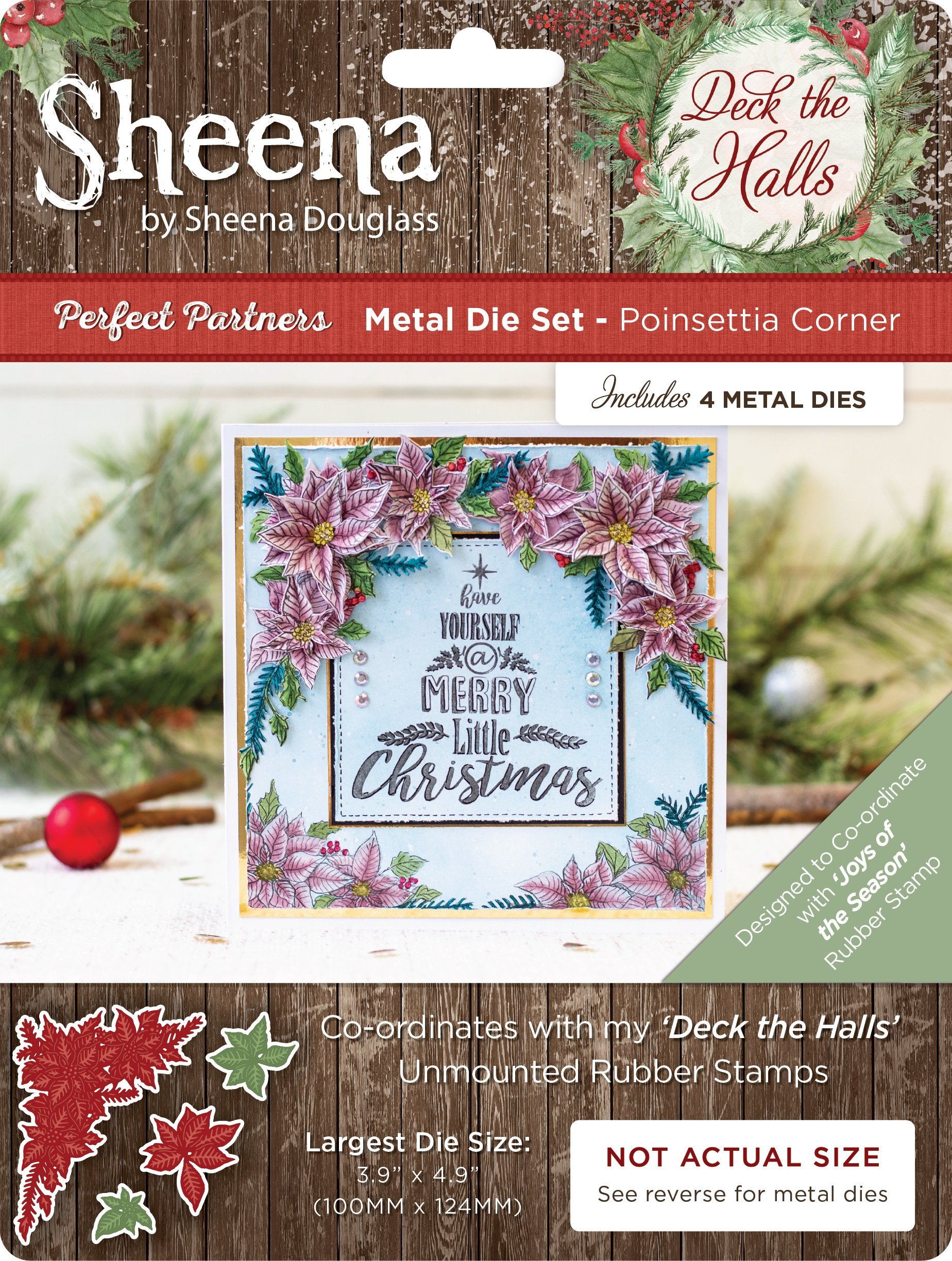 Sheena Douglass Deck The Halls Metal Die-Poinsettia Corner, Silver, One Size