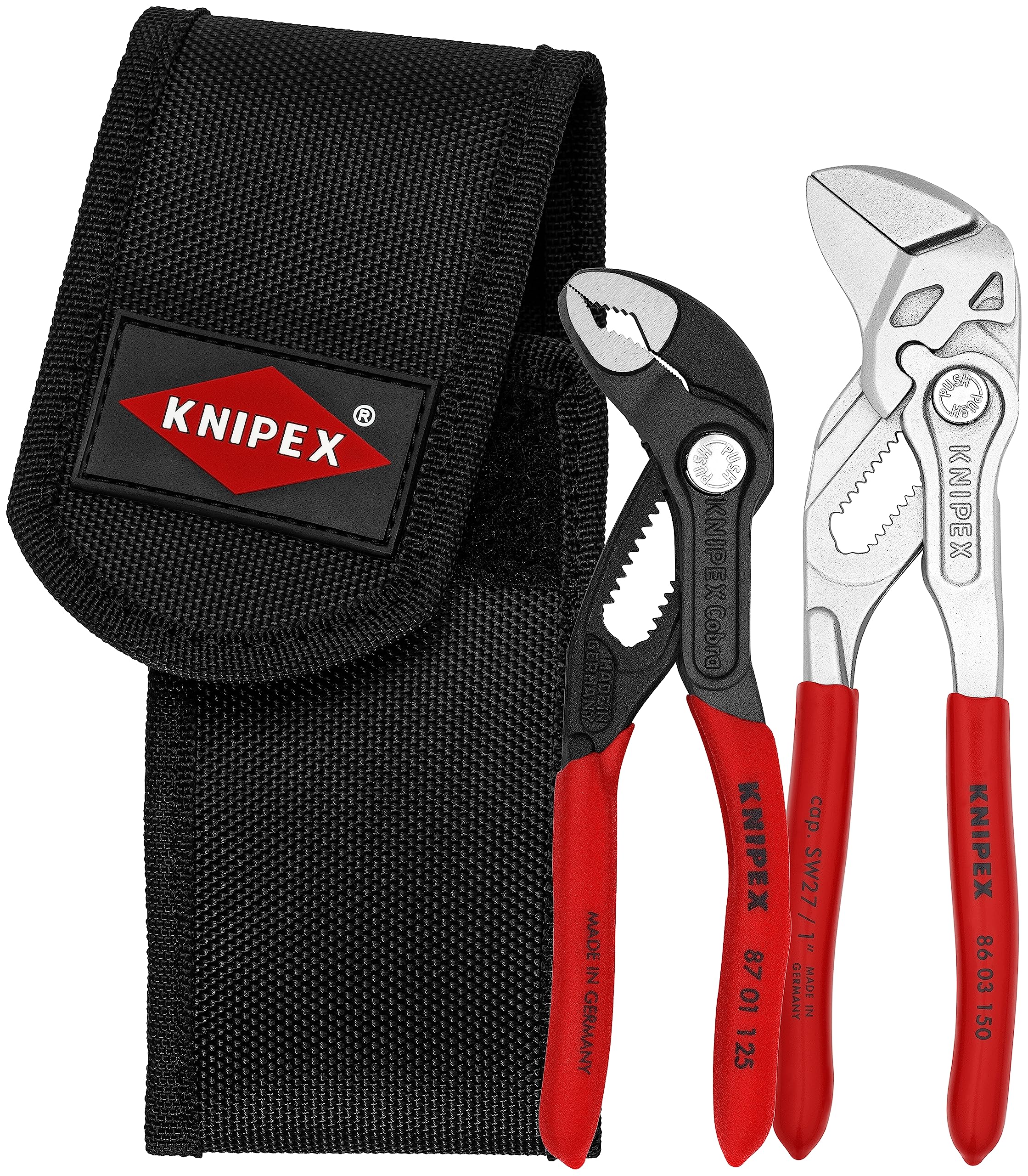 Knipex Tools 00 20 72 V01 Mini Pliers in Belt Pouch, Red, 2-Piece