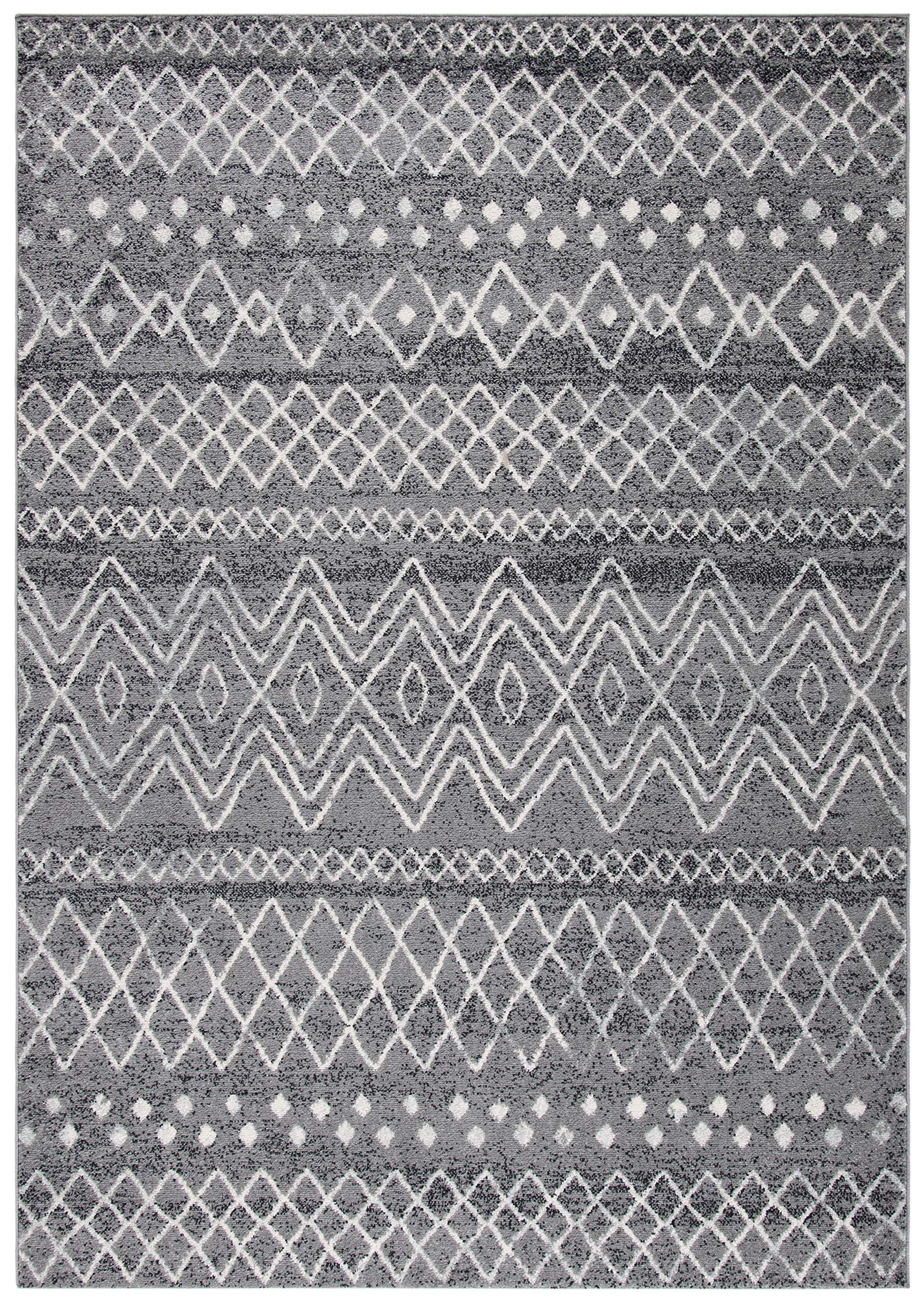 Safavieh Modern Chic Indoor Woven Accent Area Rug, Madison Collection, MAD798, in Charcoal/Ivory, 61 X 91 cm for Living Room, Bedroom or Any Indoor Space