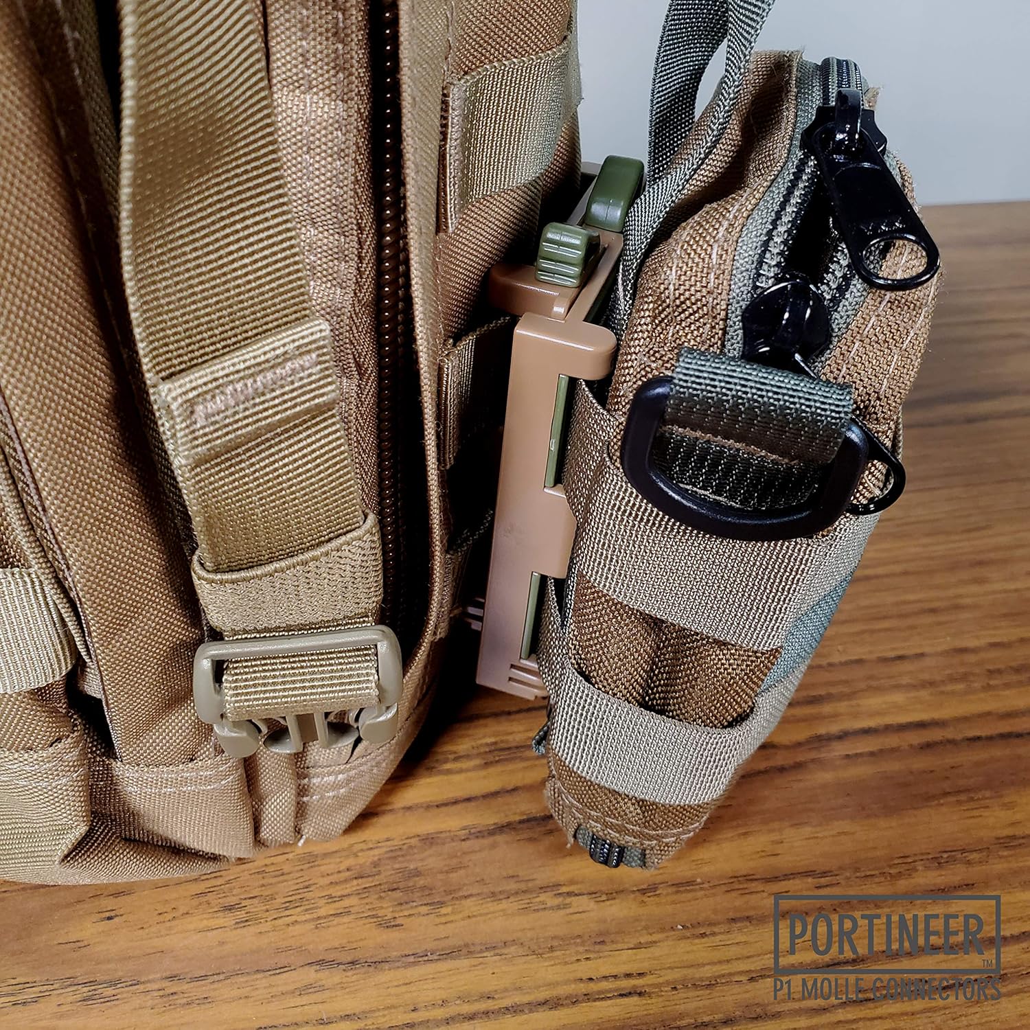 PORTINEER P1 MOLLE Quick Connector Clip for Tactical Gear Ideal for MOLLE Accessories, Tactical Bag, MOLLE Attachments, MOLLE Clip for Any MOLLE Strap System 2 Connector Pair : Sports & Outdoors