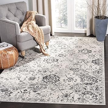 Amazon Com Safavieh Madison Collection Mad611g Boho Chic Floral Medallion Trellis Distressed Non Shedding Stain Resistant Living Room Bedroom Area Rug 11 X 15 Silver Grey Furniture Decor