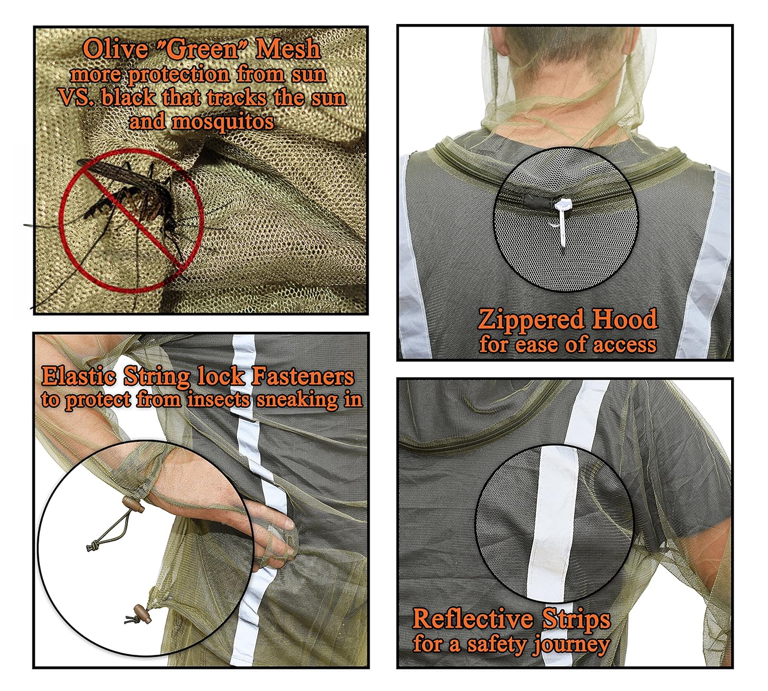 Pants and Mitts Mosquito Suit Bug Suit with Zipper on Hood by for