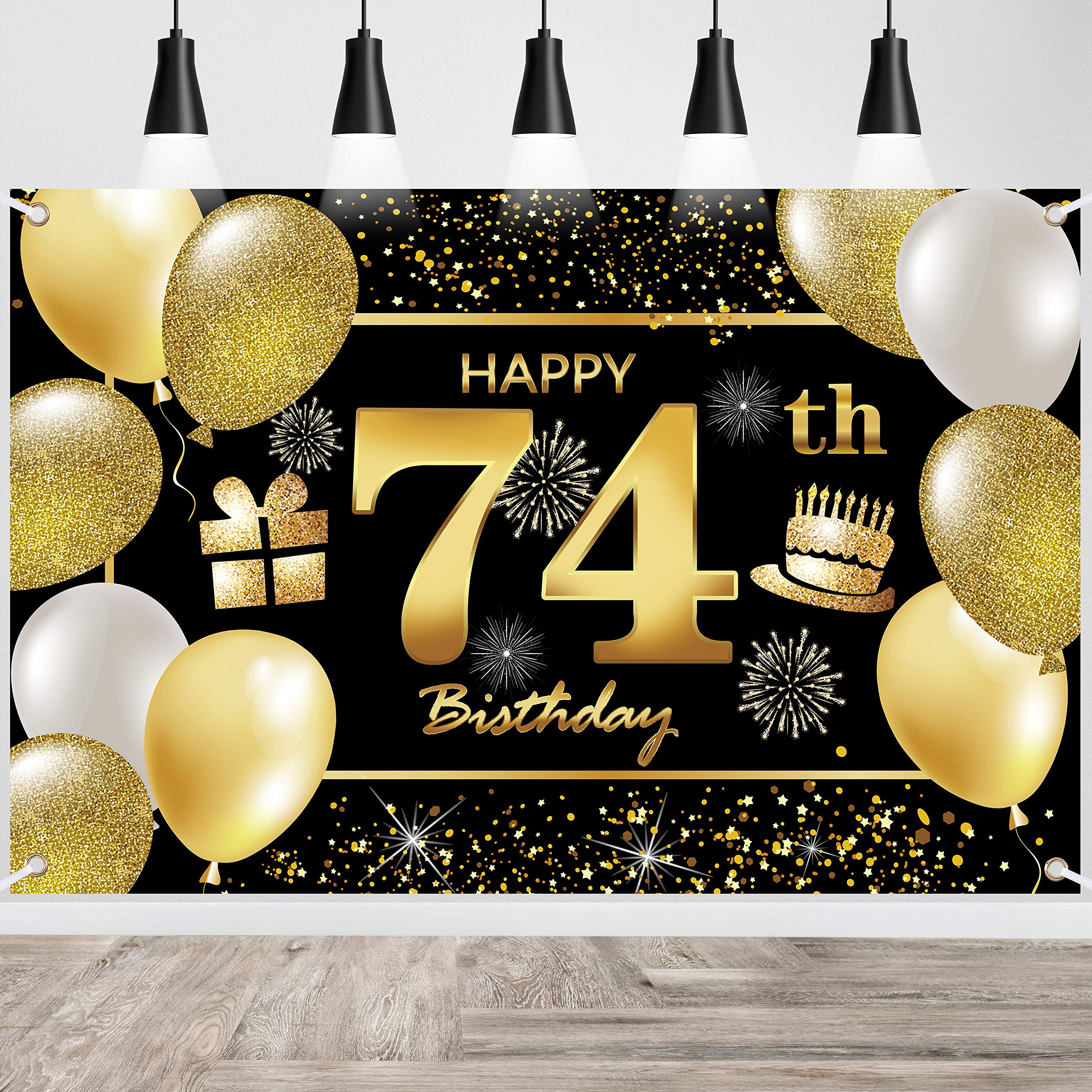 74th Happy Birthday Banner IMISI Birthday Decorations Backdrop for Party