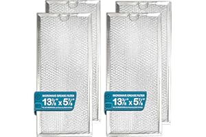 OMAEON Microwave Grease Filter WB06X10596 Replacement For Many GE Microwaves, Samsung DE63-00196A 13-3/8 x 5-7/8 x 1/8 (Packed in Box) (4-Pack)